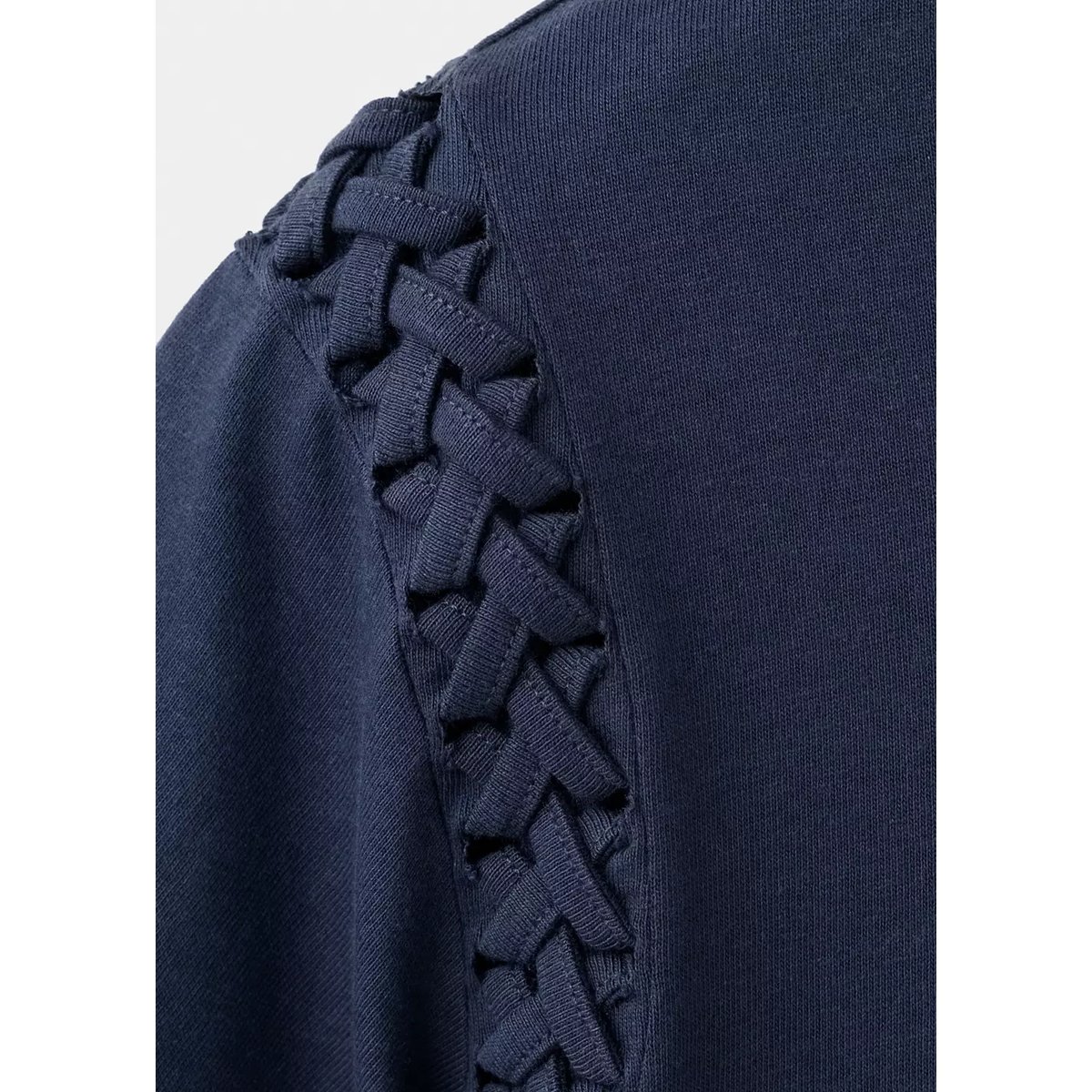 T-shirt en coton détail tressé bleu marine, MANGO TEEN