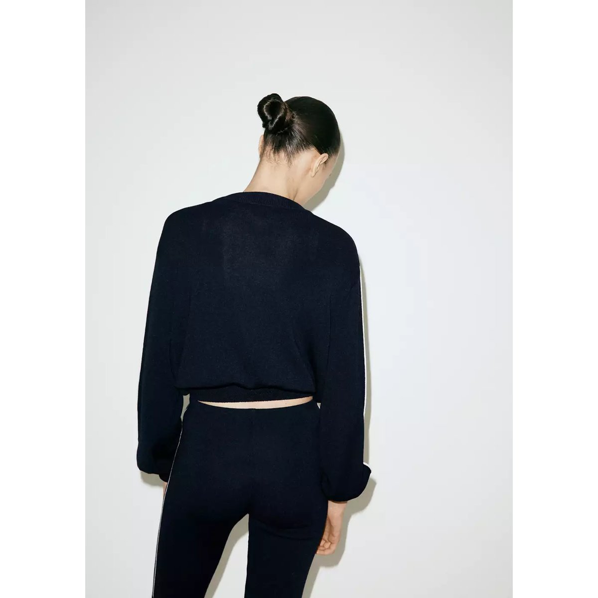 Veste maille liserés contrastants bleu marine, MANGO