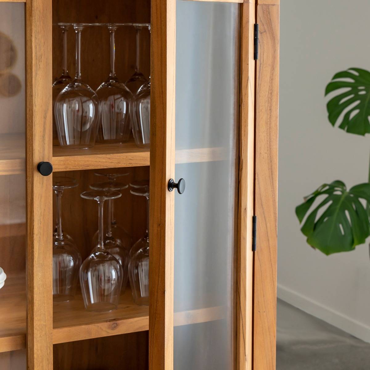 Vitrine en bois d'acacia 4 portes  JO bois foncé, MADE IN MEUBLES 