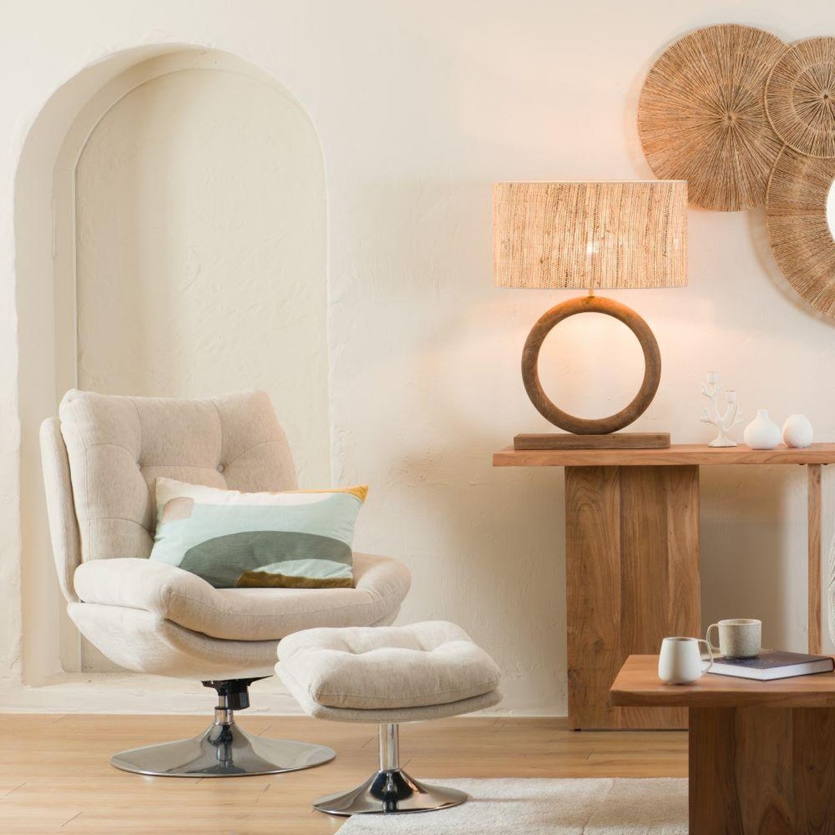 Fauteuil en tissu avec piètement chromé Magnum crème / ivoire, AMADEUS