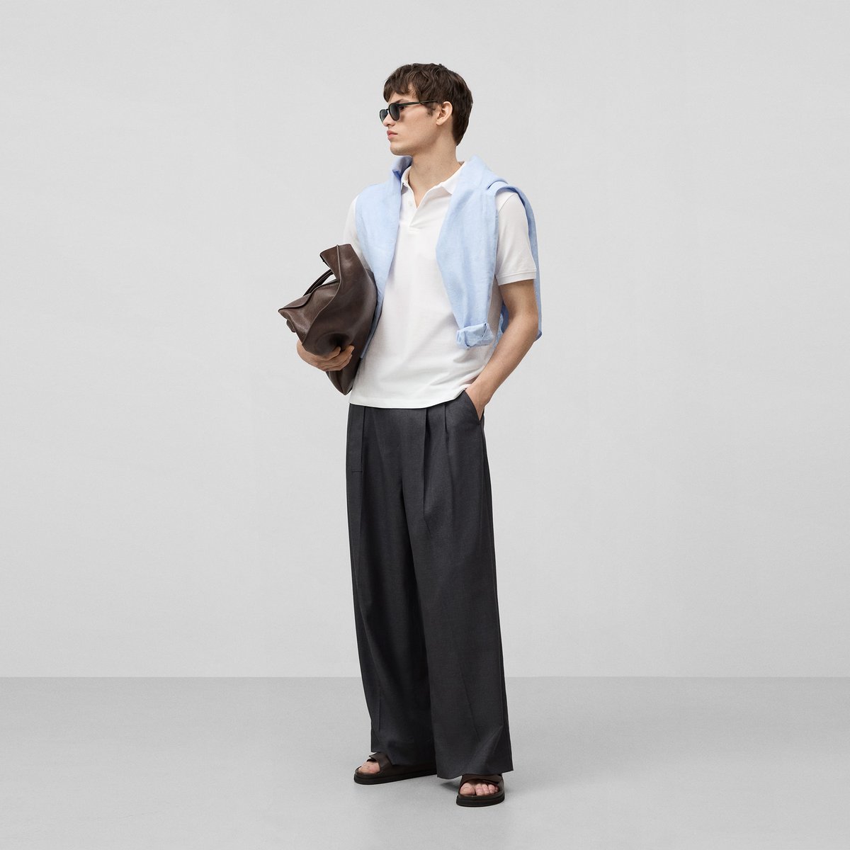 Polo piqué en coton biologique blanc, ADOLFO DOMINGUEZ