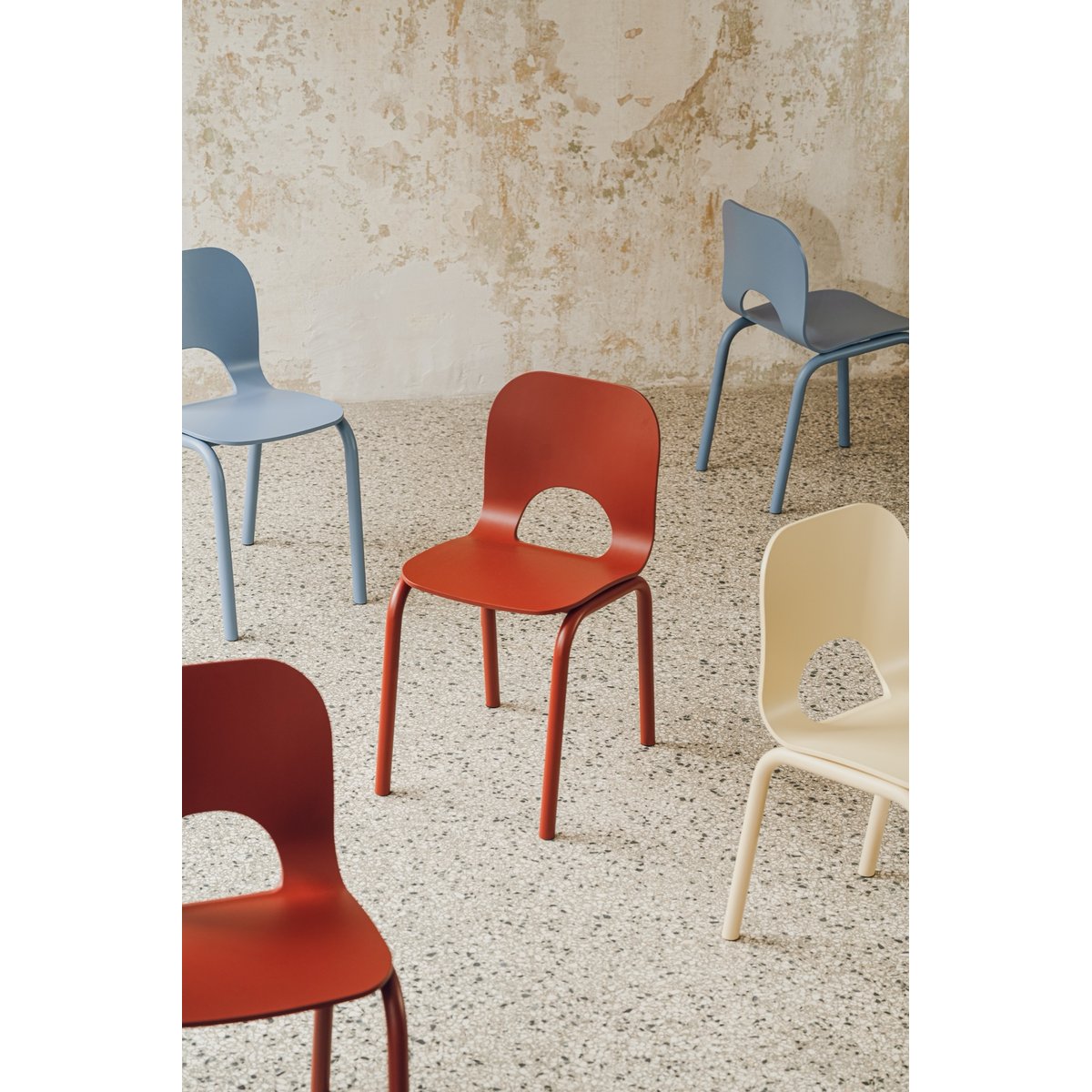 Chaise de salle à manger en hêtre ATTO rouge marron, NOO.MA
