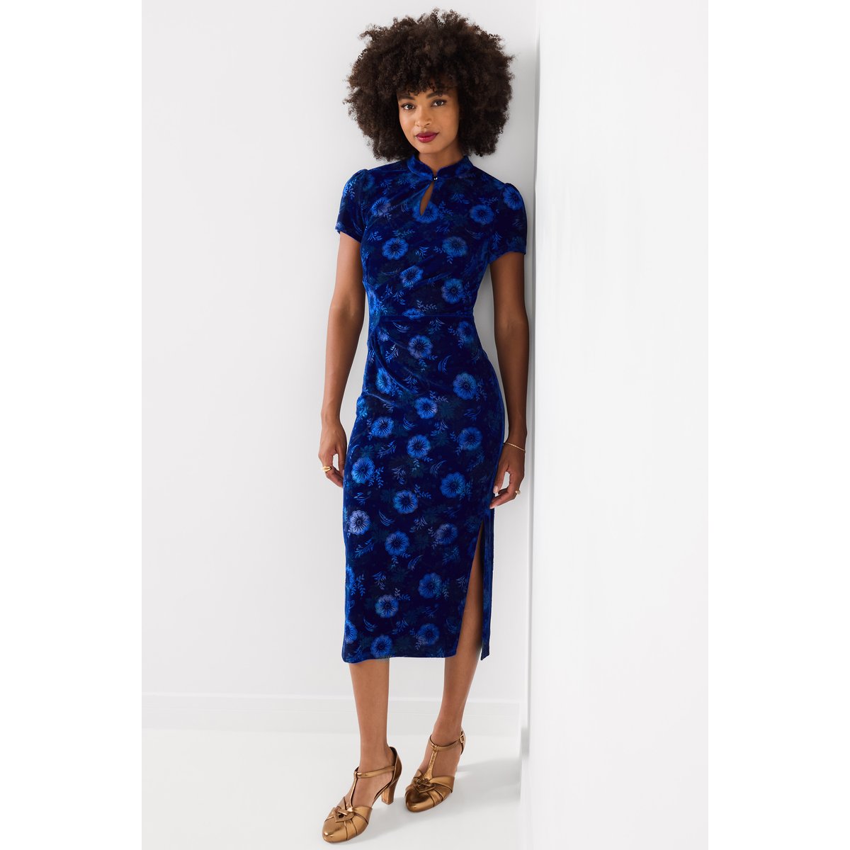 Robe Imprimée en Velours Liliana bleu, JOE BROWNS