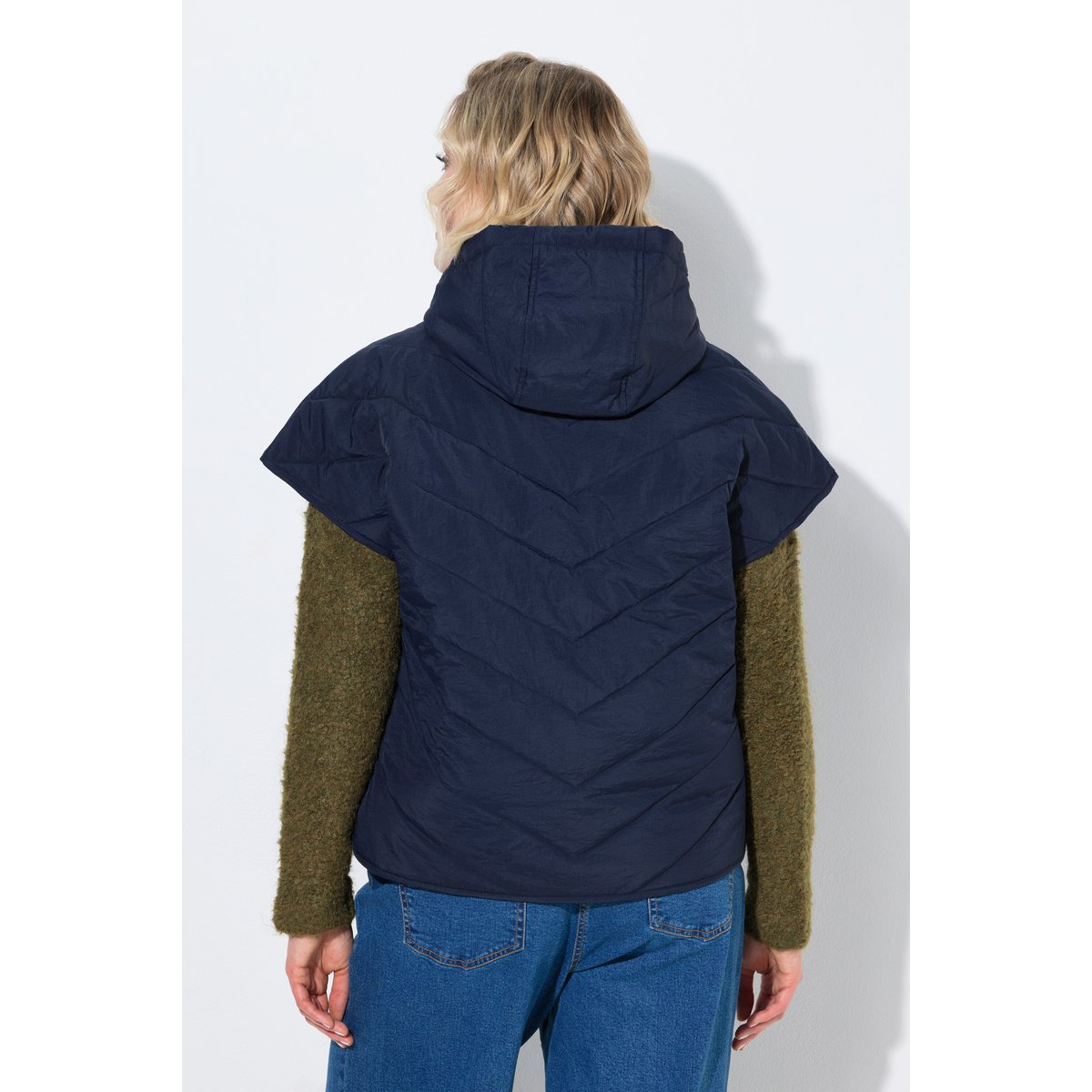 Gilet matelassé à capuche, coupe oversize marine, ULLA POPKEN