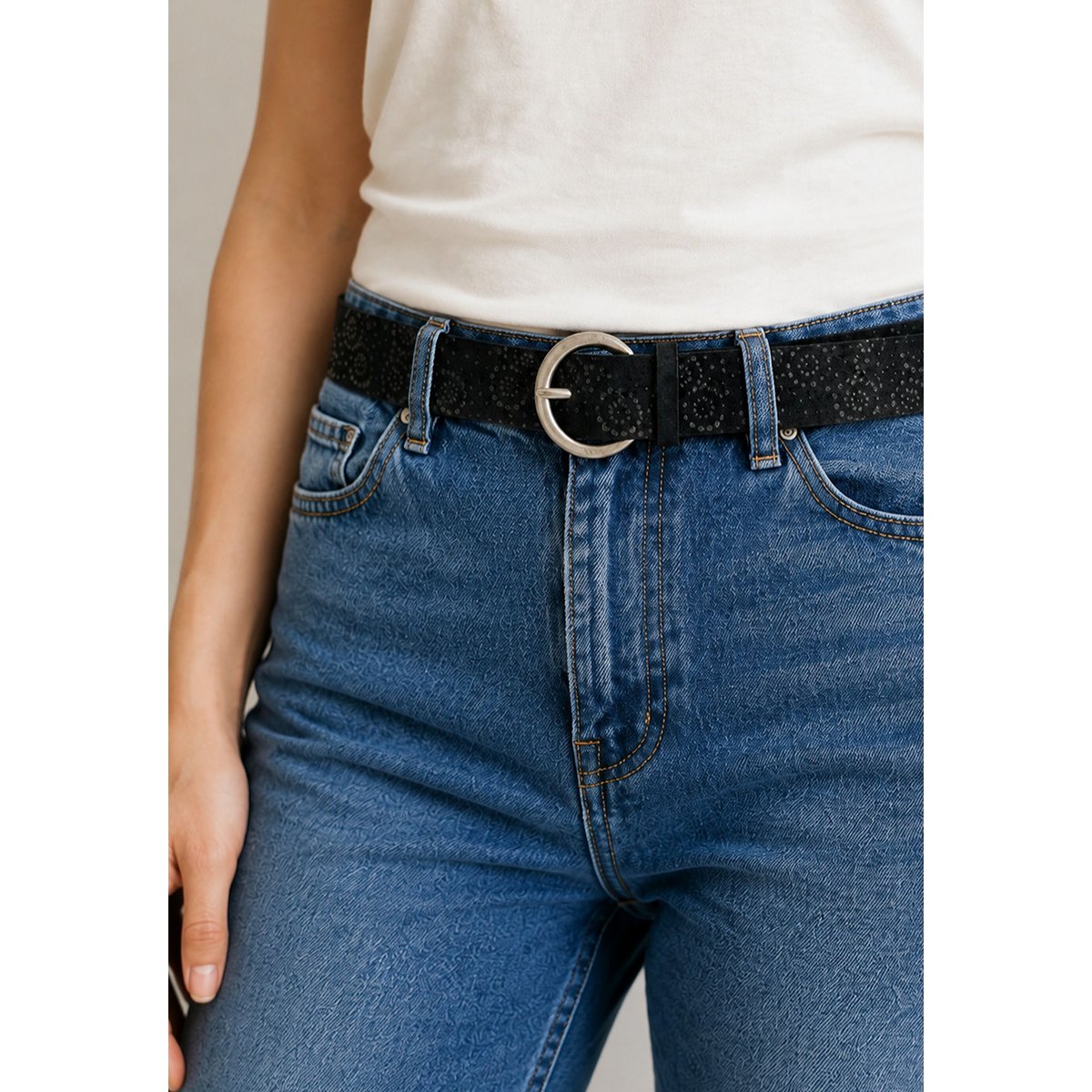 Ceinture artys femme en cuir à motif ajouré ARTYS noir, DEELUXE