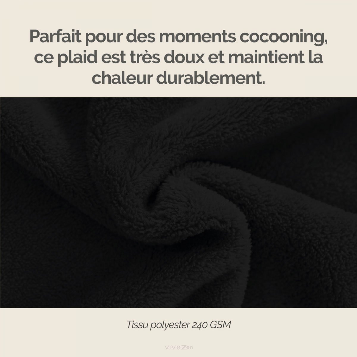 Couverture, plaid polaire, jeté de canapé gris, VIVEZEN