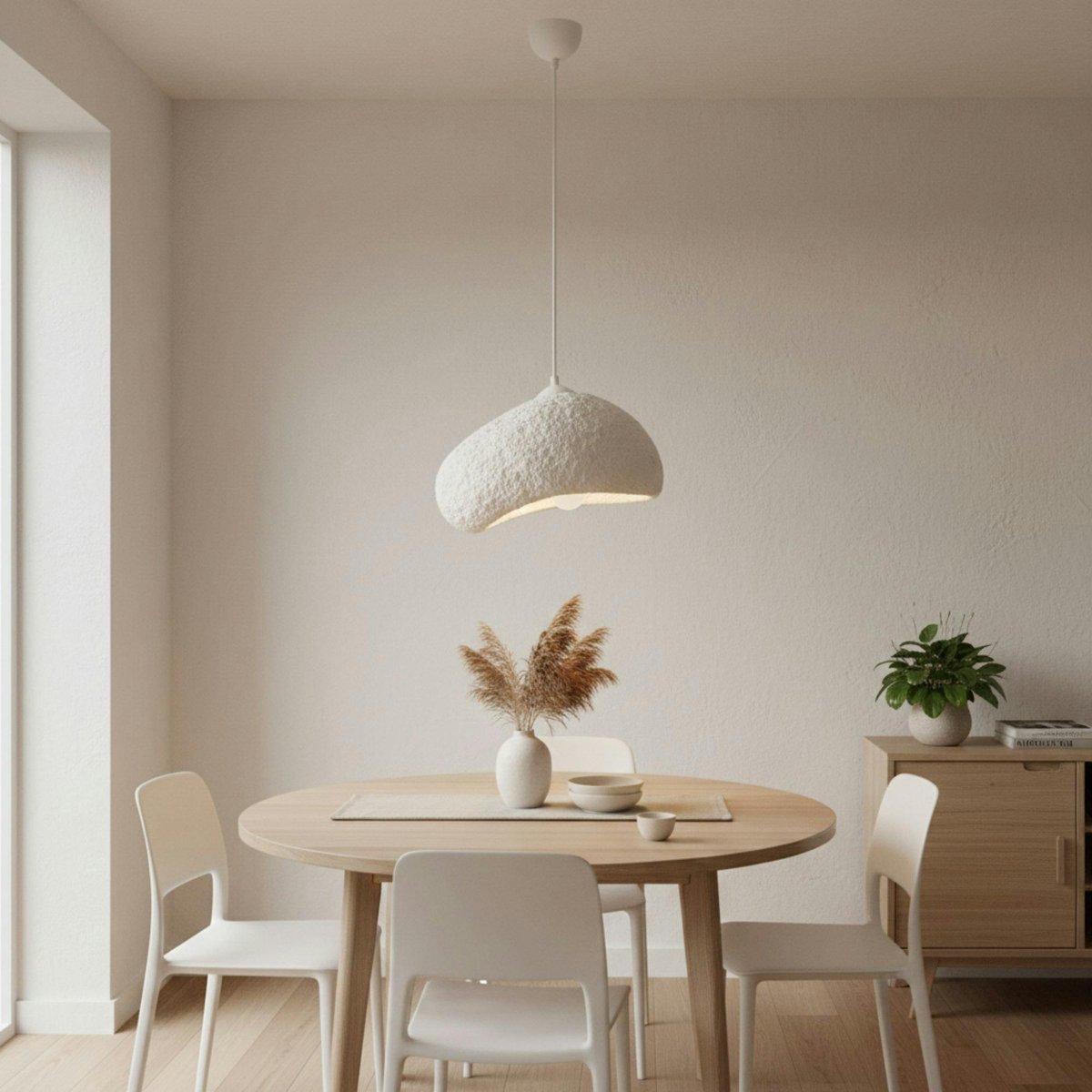 Suspension blanche design organique 32 cm NOXIS blanc, PIER IMPORT