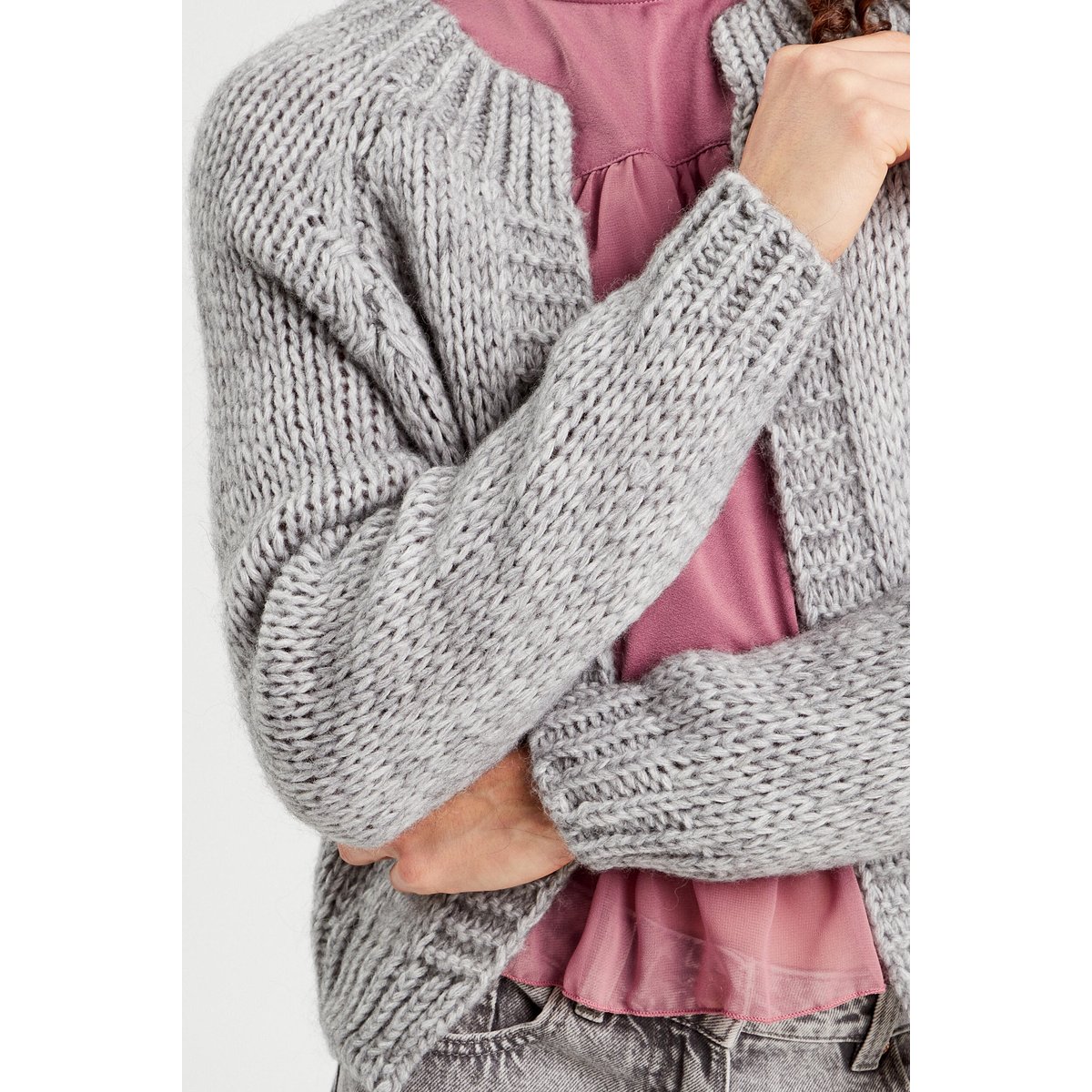Gilet manches longues gris clair, CACHE CACHE