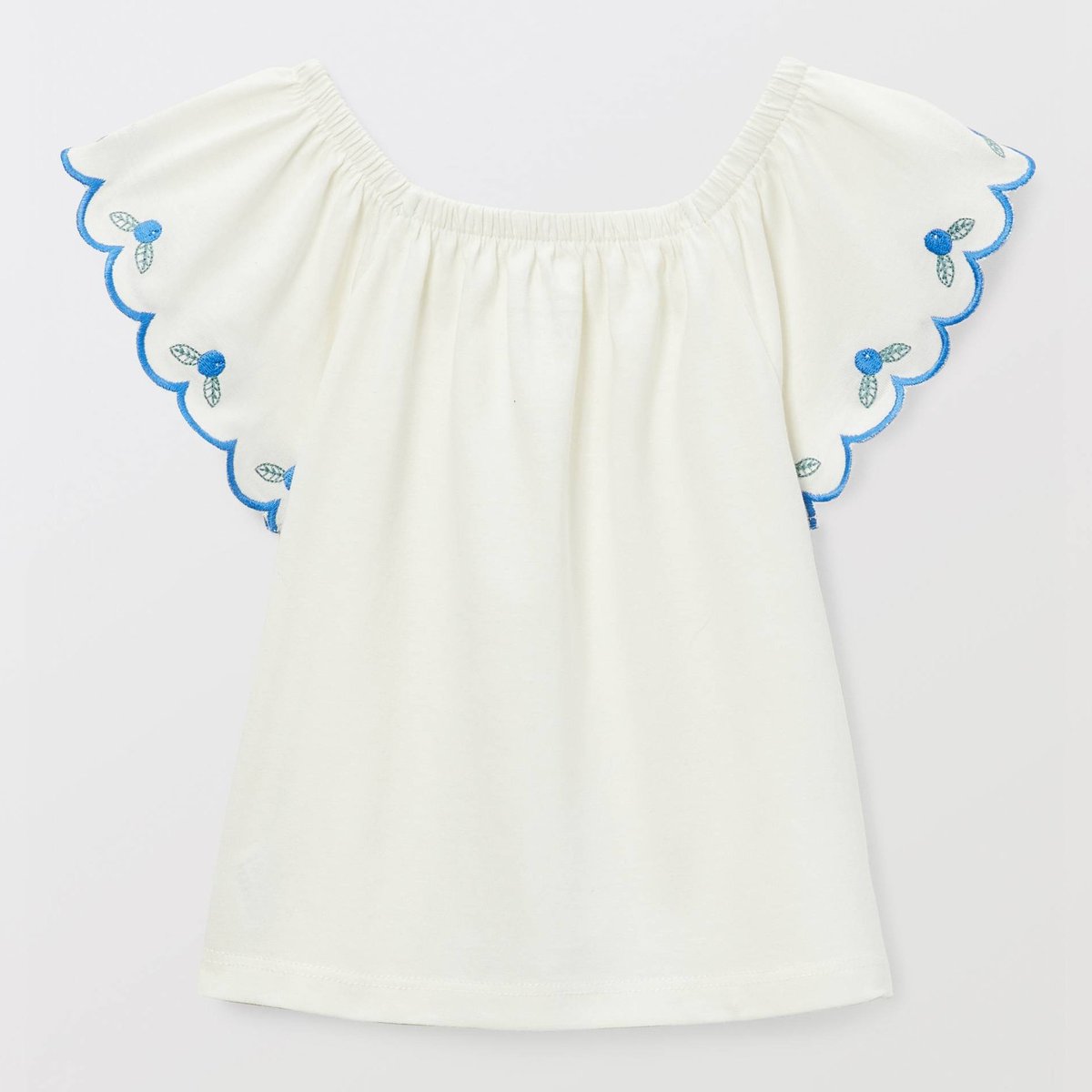T-shirt manches courtes brodé en coton BIO GOTS porcelaine, BOUT'CHOU