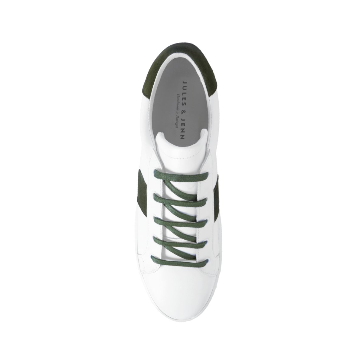 Tennis lacet Arthur cuir blanc/kaki, JULES & JENN