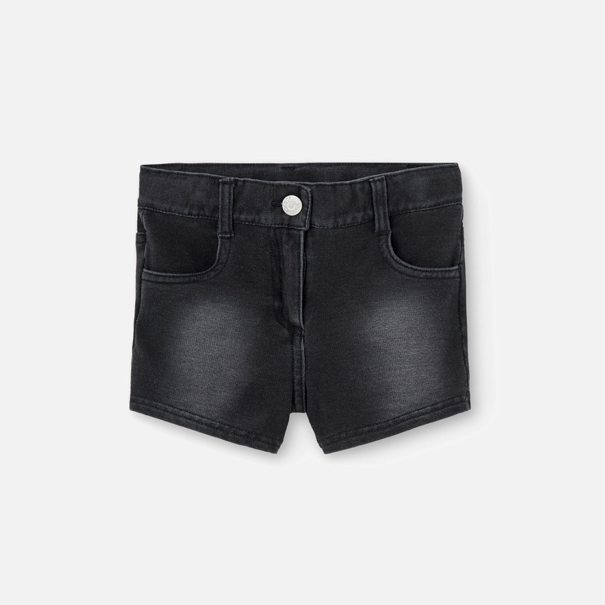 Short en denim avec bouton et fermeture é noir, BOBOLI