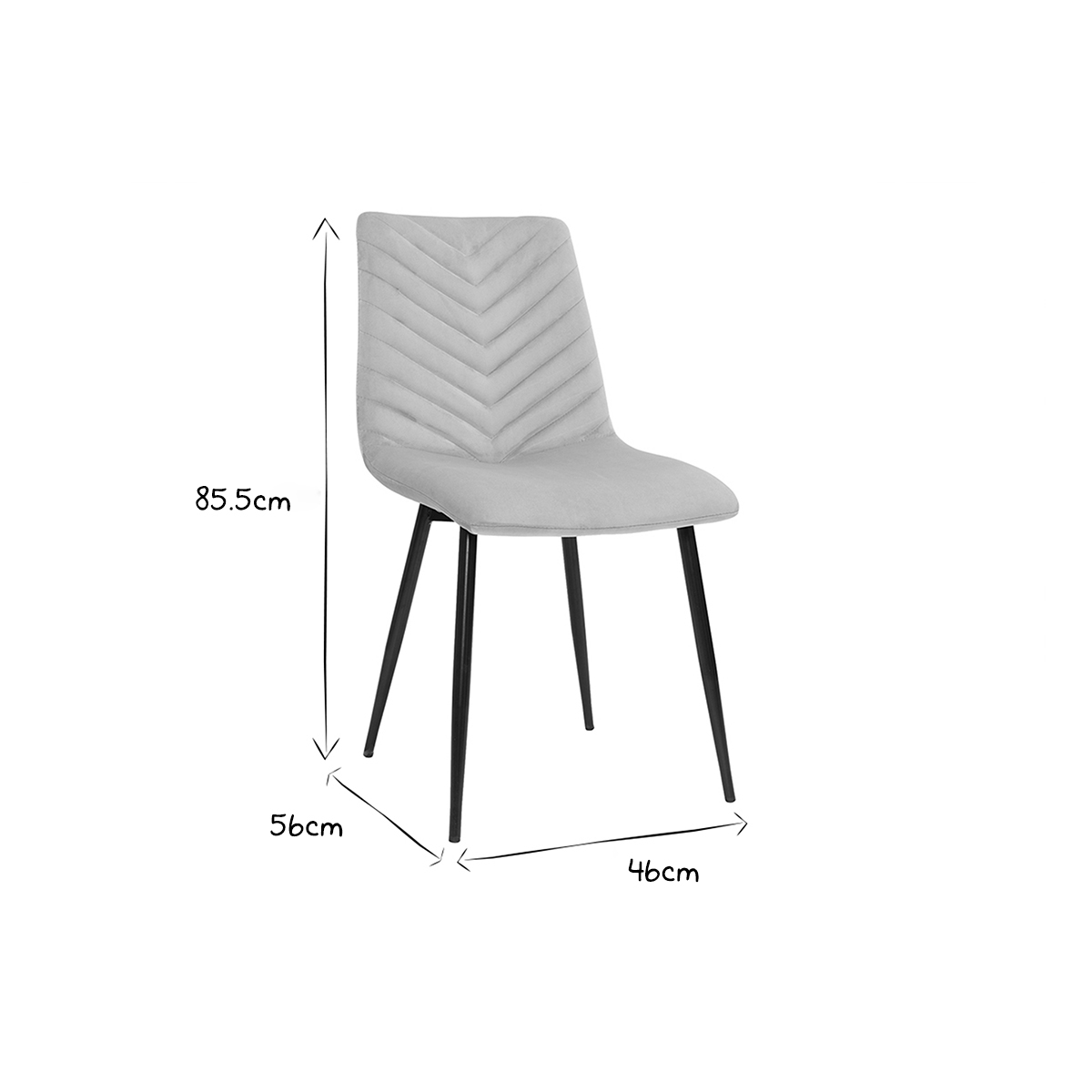 Chaises design en tissu velours et pieds métal (lot de 2) PUMPKIN taupe, MILIBOO