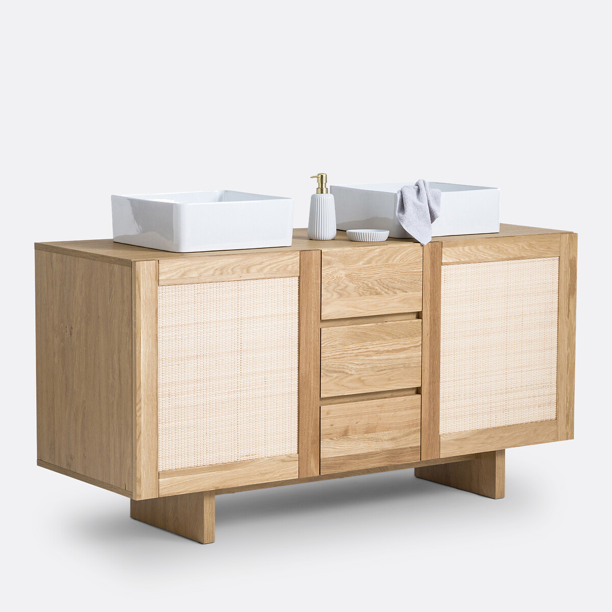 Meuble double vasque cannage L145cm, Arty naturel, LA REDOUTE INTERIEURS