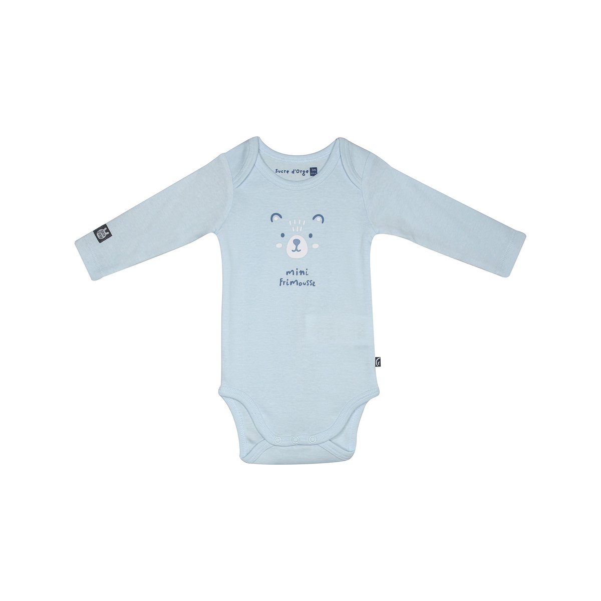 Lot de 3 bodies nawad manches longues bebe bleu, SUCRE D'ORGE
