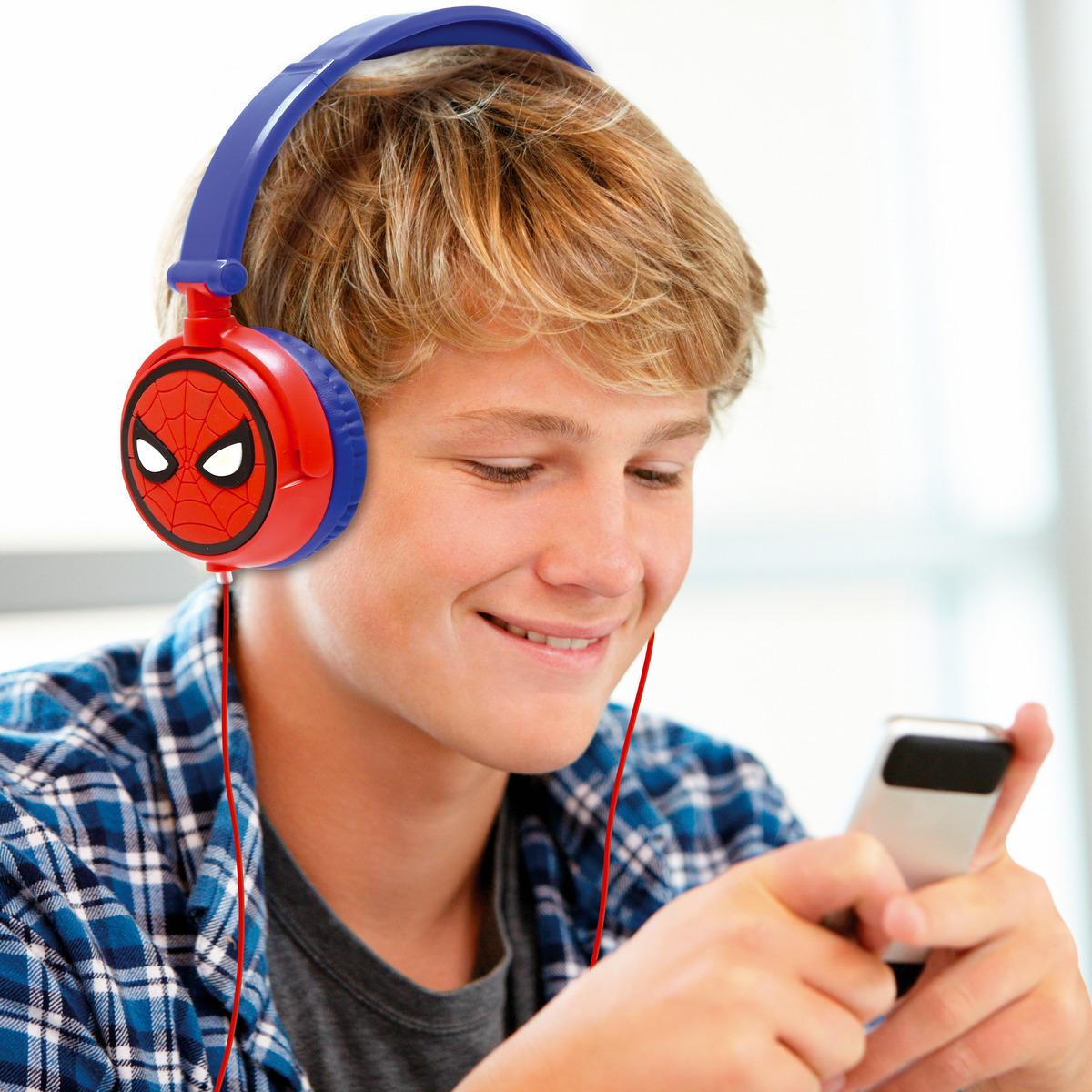 Casque stéréo filaire pliable avec limitation de volume d'écoute SpiderMan rouge, LEXIBOOK
