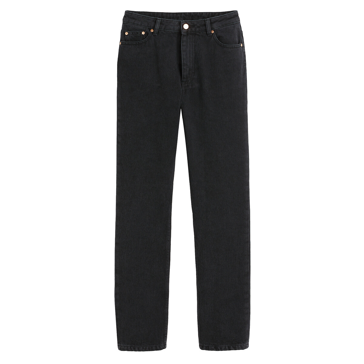 Regular Straight Jeans with High Waist brushed black, LA REDOUTE COLLECTIONS