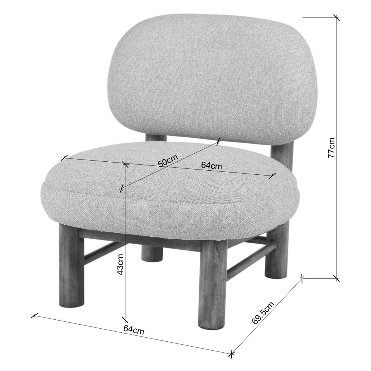 Fauteuil en tissu bouclette et bois- NUBO beige, DRAWER