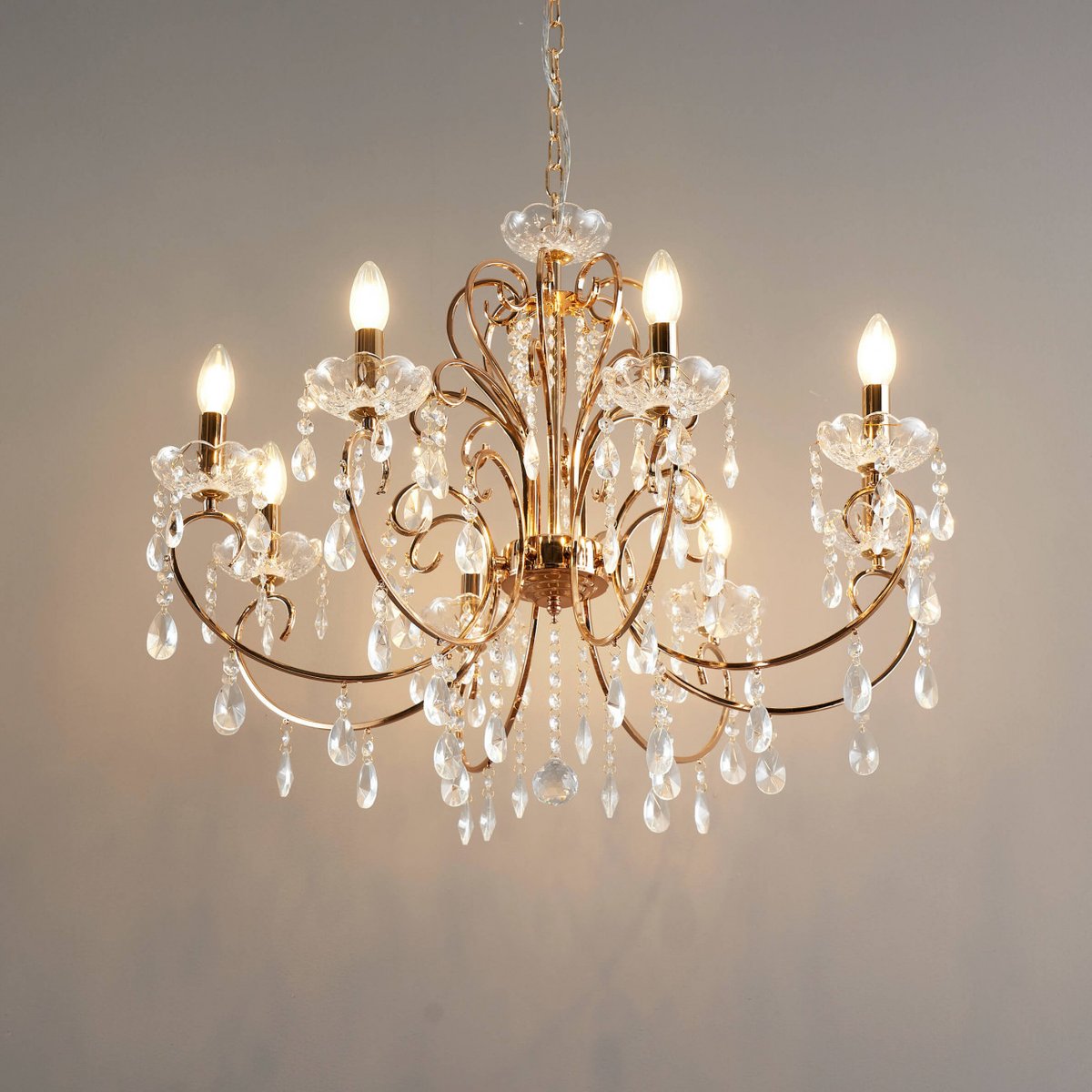 Grand lustre baroque en métal doré - PAVIA doré rose, KOSILUM
