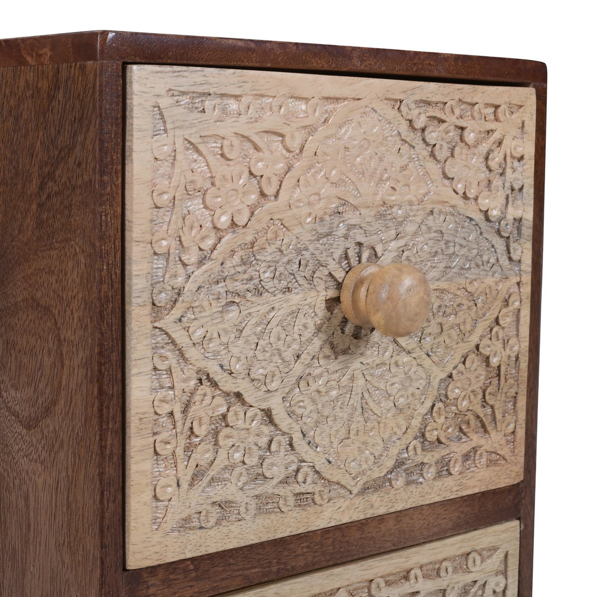 Chiffonnier 3 tiroirs, bois de manguier, MADURAI finition noyer, NORDLYS