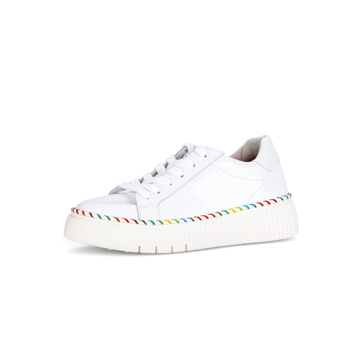 Baskets en cuir lisse à talon compensé blanc, GABOR
