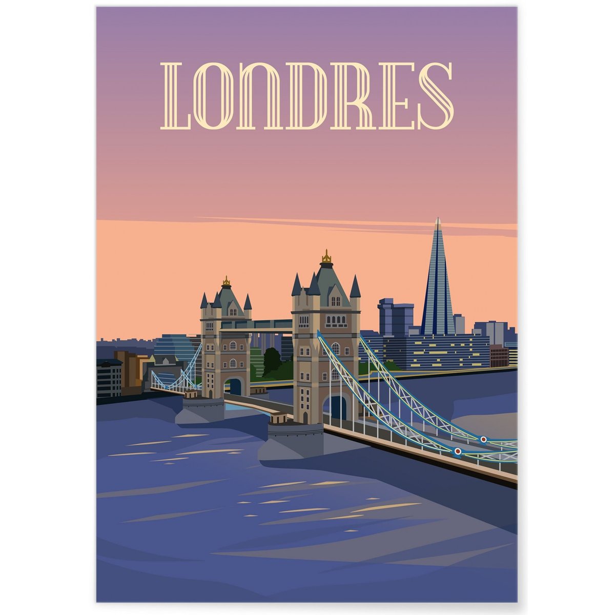 Affiche ville Londres 4 blanc, L'AFFICHERIE