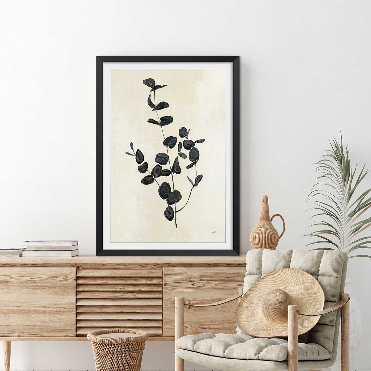 Affiche fleurs Black magic affiche + cadre en bois - noir, HEXOA