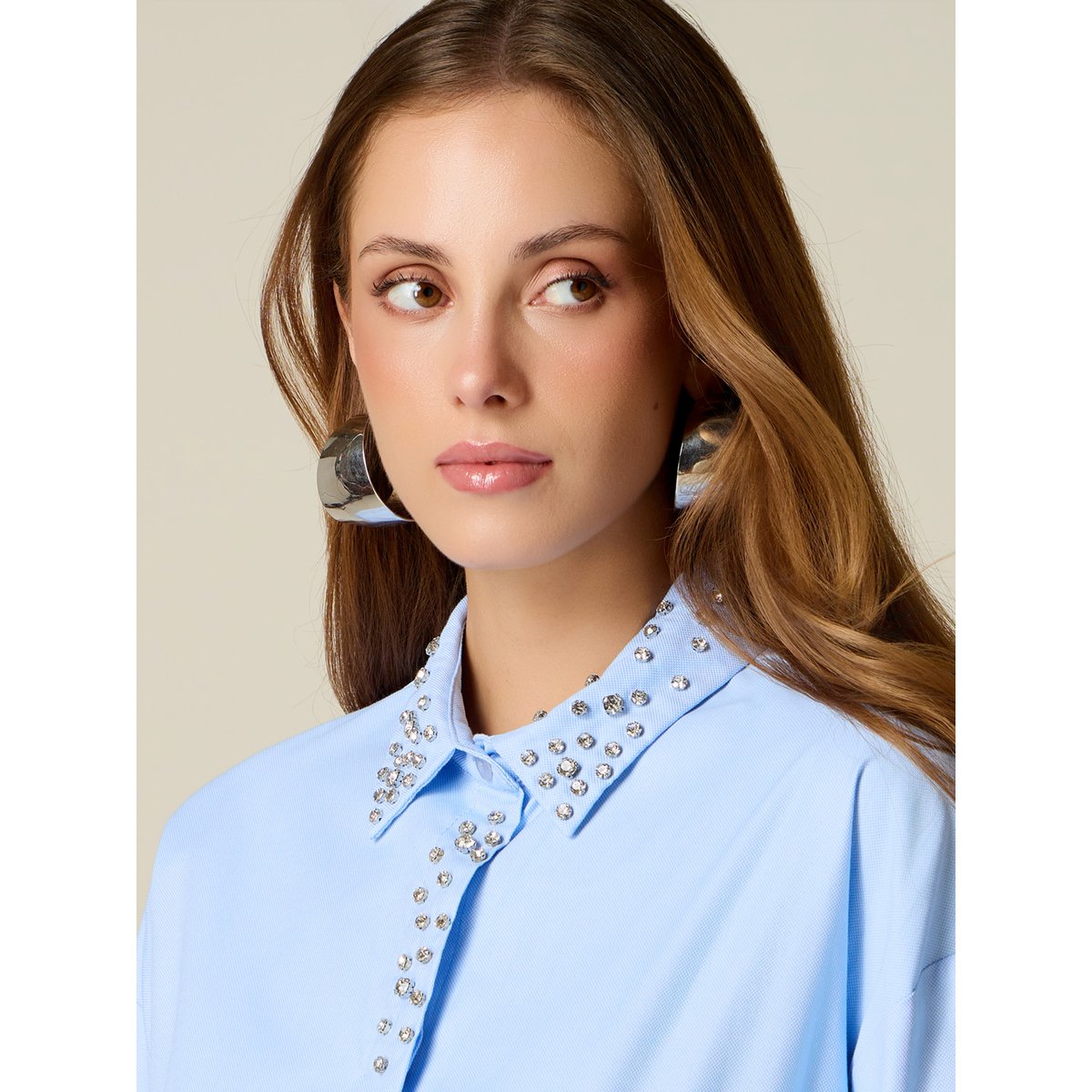 Chemise avec strass crystal light - blue, OLTRE