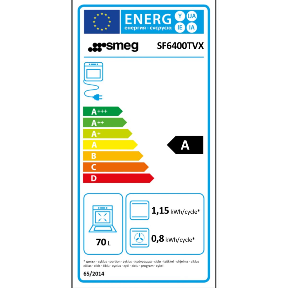 Four encastrable SF6400TVX couleur unique, SMEG
