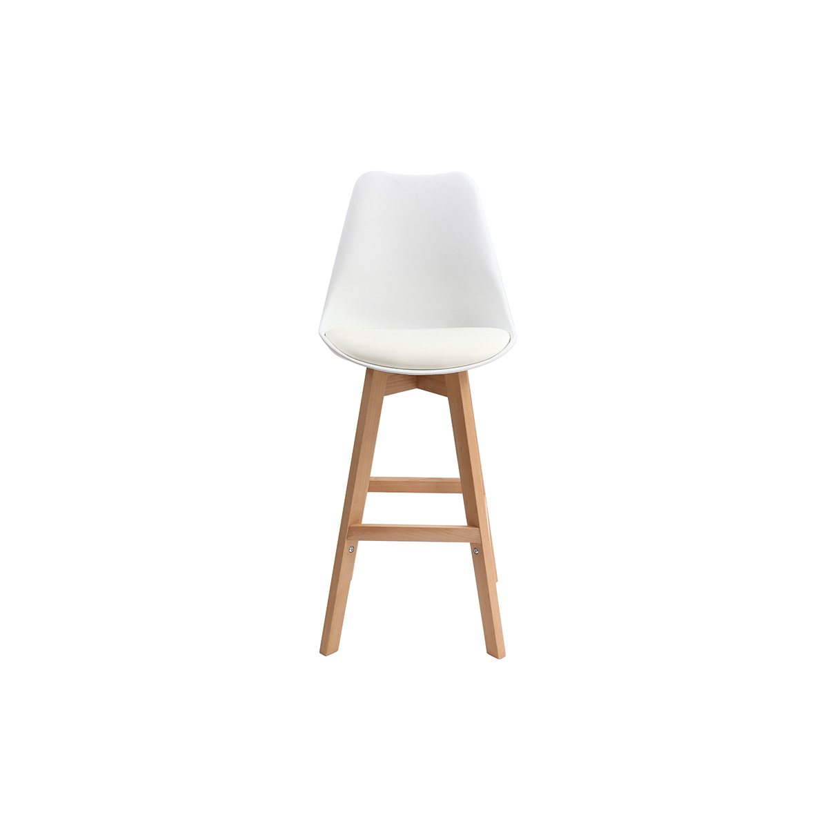 Tabourets de bar design blanc et bois H65 cm (lot de 2) PAULINE blanc, MILIBOO