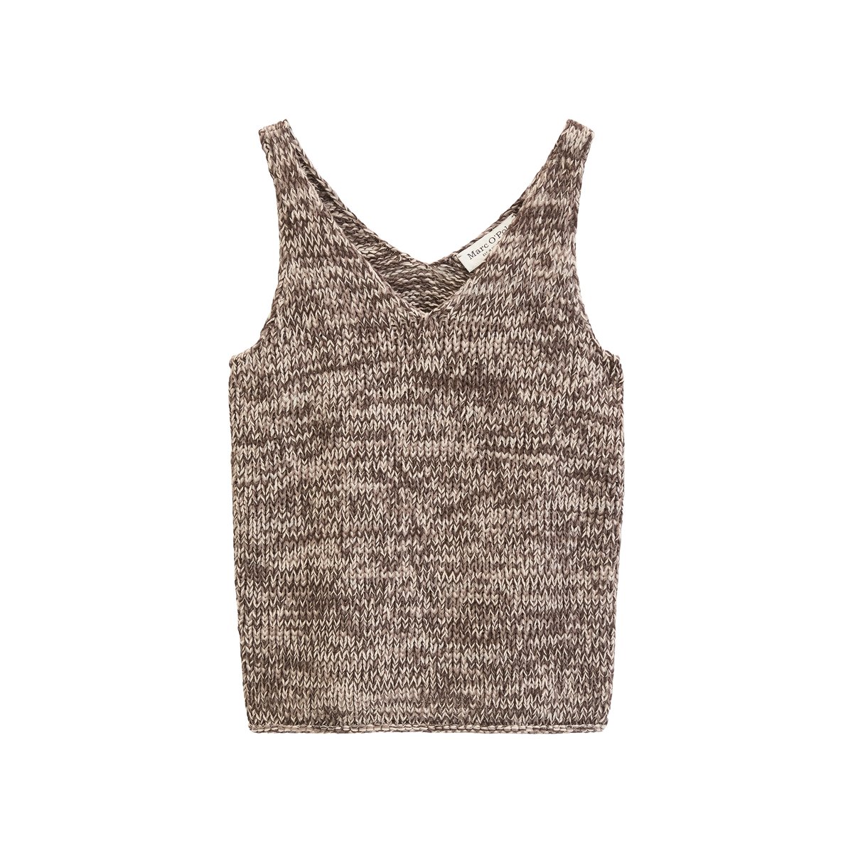 Top en tricot slim en fil à bandelettes marron, MARC O'POLO