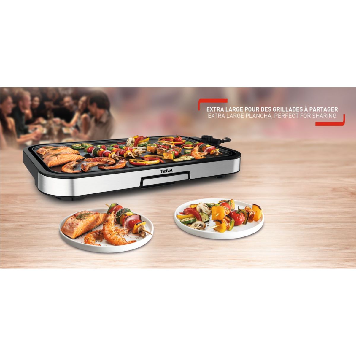 Plancha électrique GIANT XL CB631D10 gris à poser, 55x30.4 cm noir, TEFAL