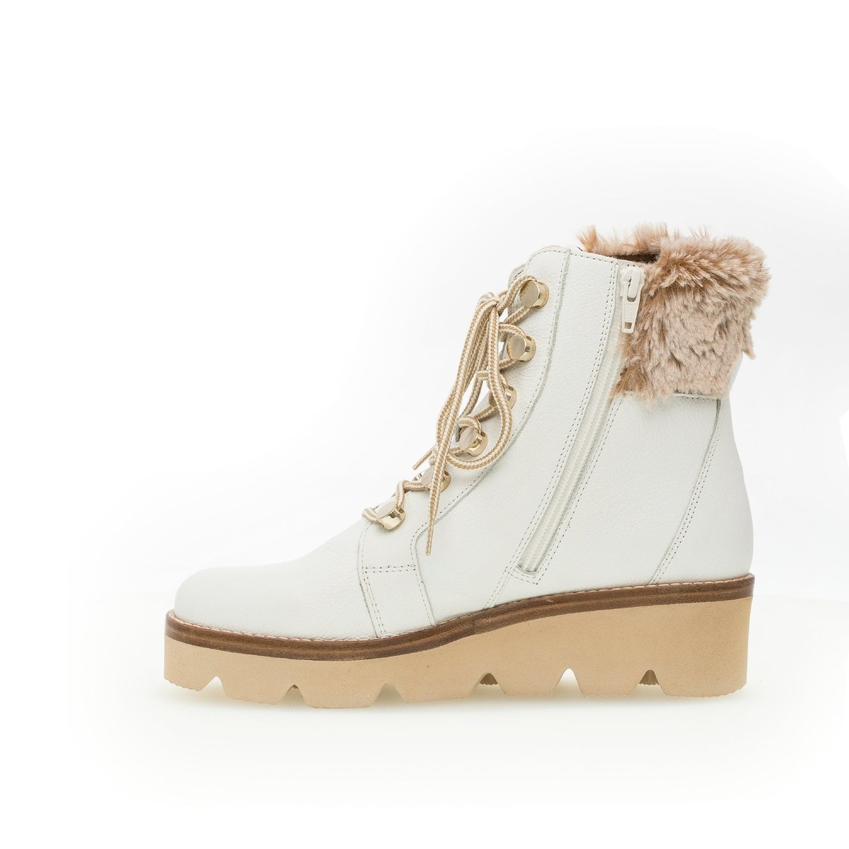 Bottines en cuir à talon compensé blanc, GABOR