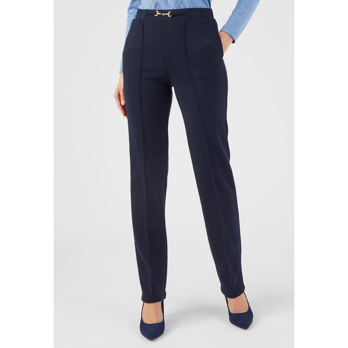 Pantalon droit maille milano Thermolactyl bleu marine, DAMART