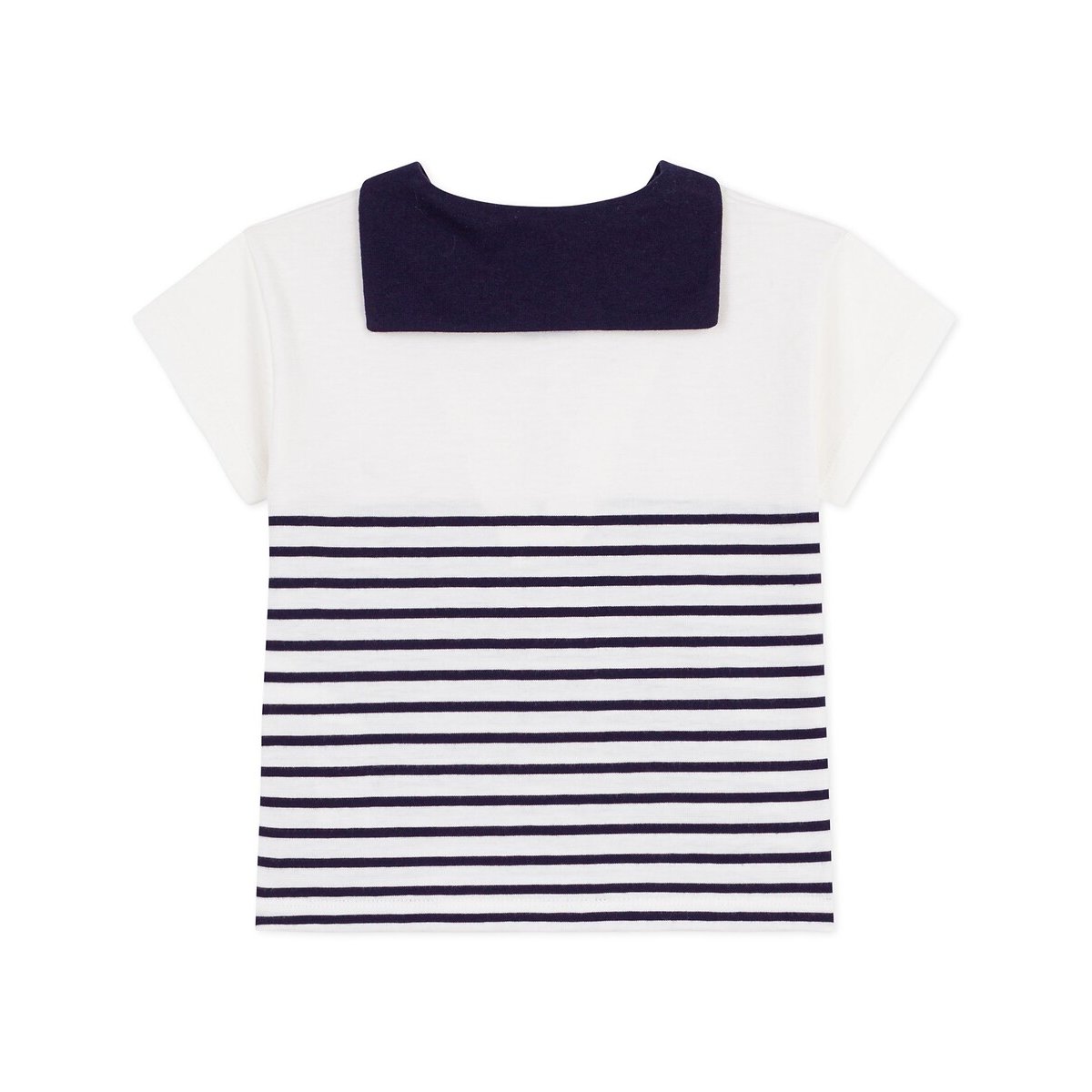 T-shirt in cotone, maniche corte, righe alla marinara rigato marine, PETIT BATEAU
