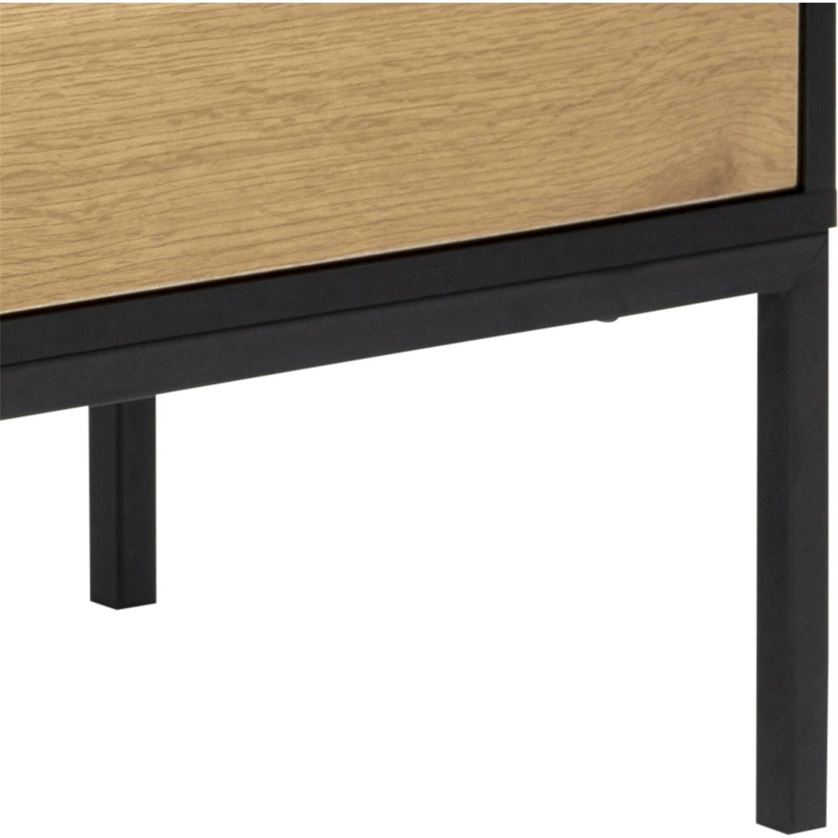 Commode 1 porte 3 tiroirs collection KRAPINA effet chêne et noir, RECOLLECTION