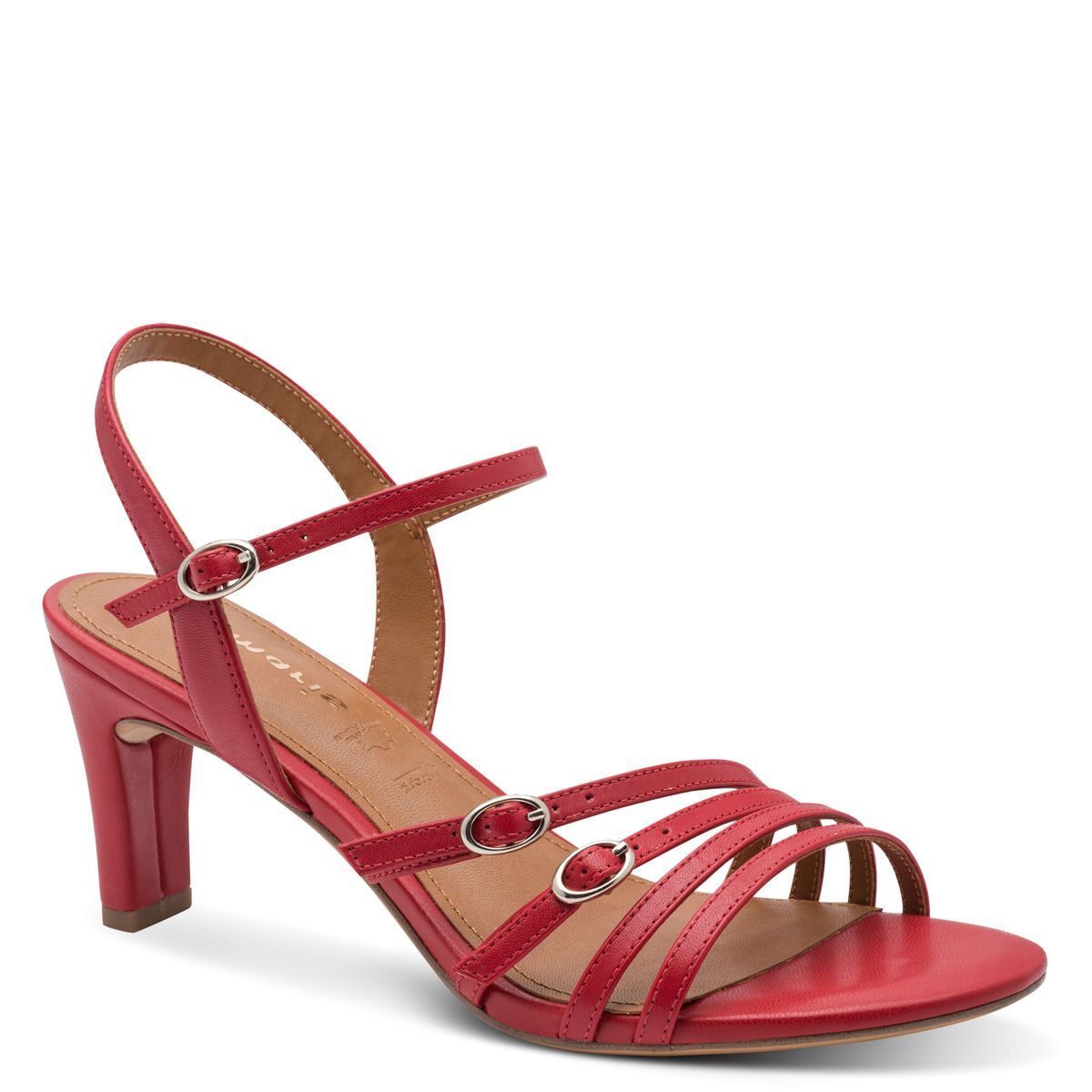 Sandales à talons, cuir rouge, TAMARIS