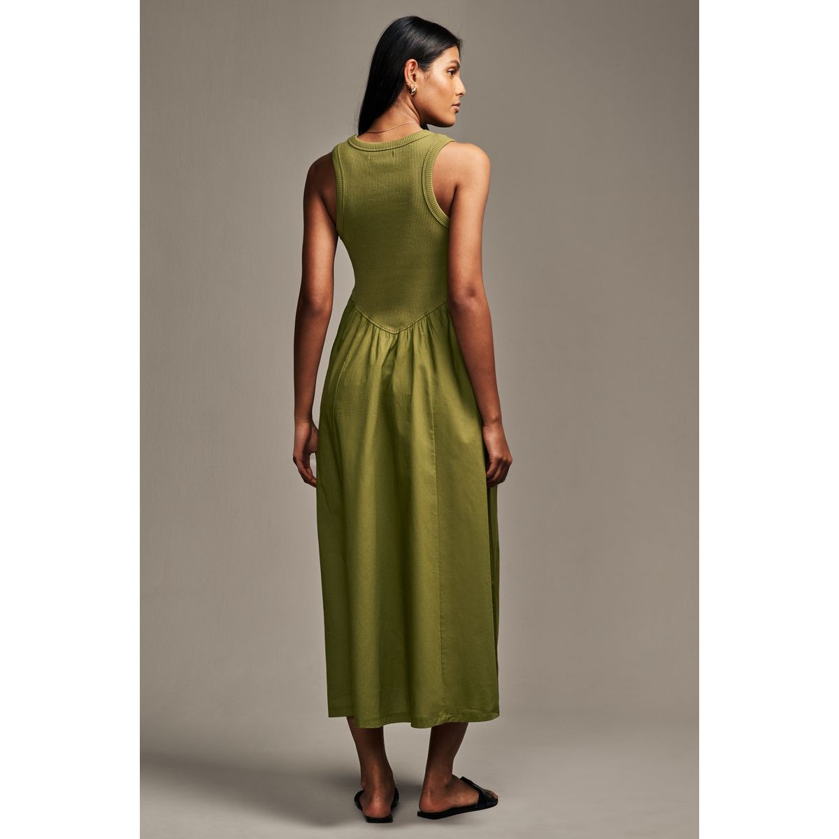 Robe mi-longue sans manches dos nageur vert kaki, NEXT