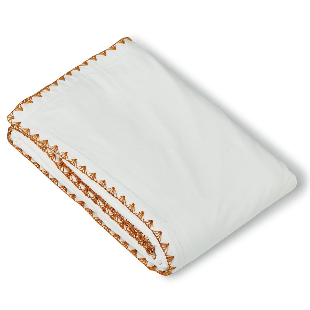 Housse de couette percale de coton ZOÉ blanc / caramel, FEBRONIE