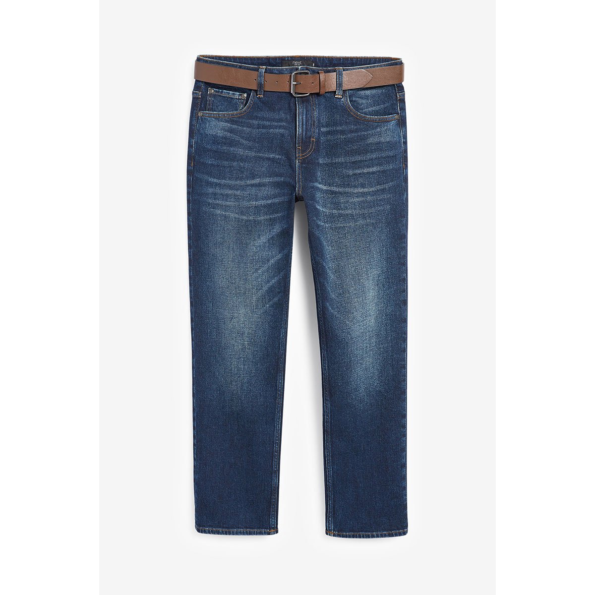 Jean Stretch Avec Ceinture délavage bleu moyen, NEXT