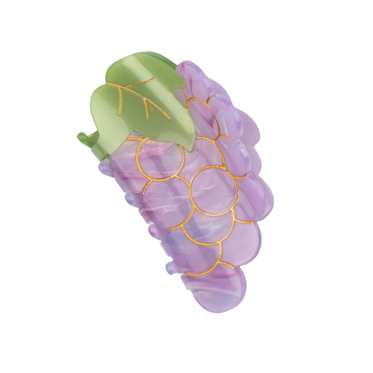 Pince à cheveux RAISIN violet avec tige vert nacré, COUCOU SUZETTE