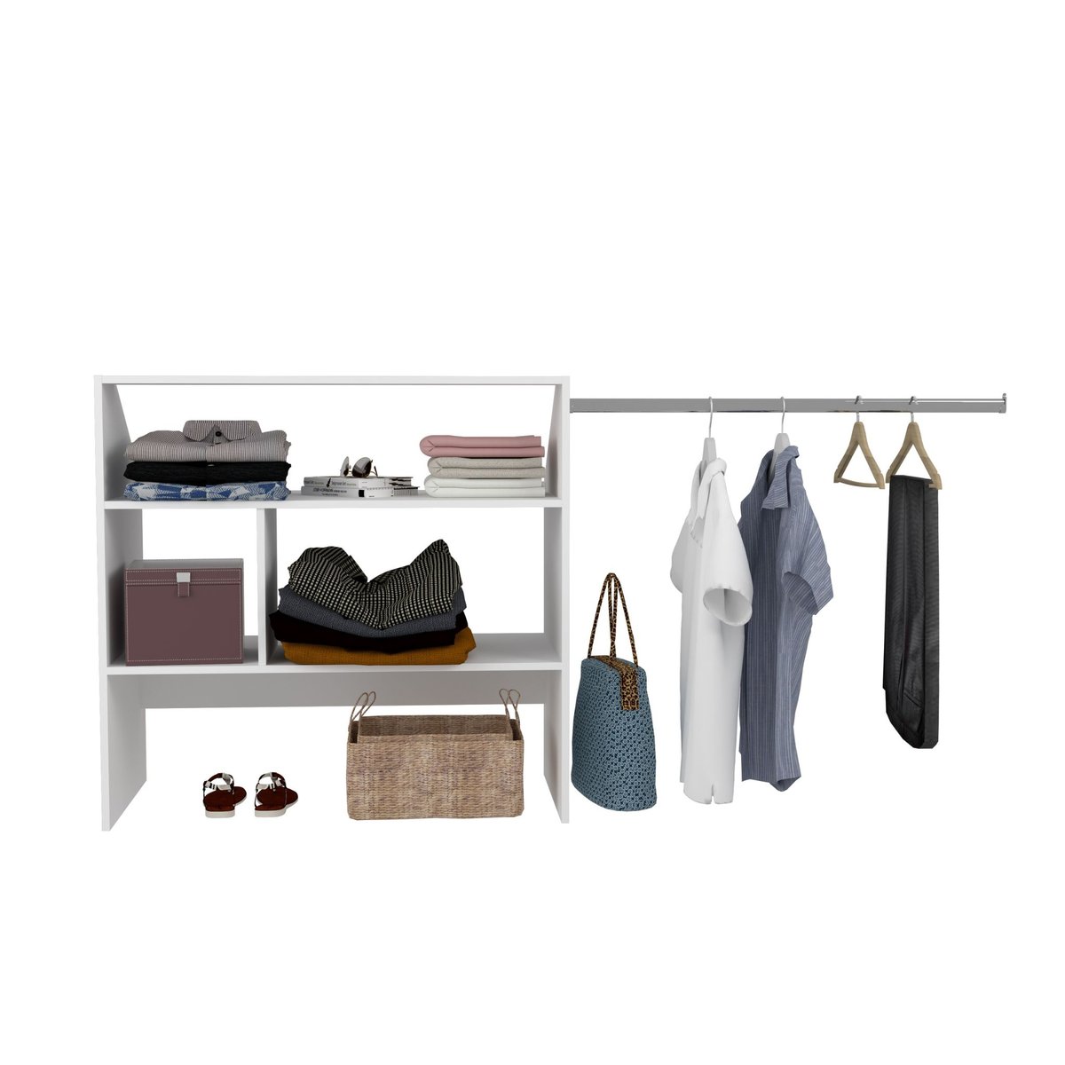 Dressing sous pente avec niches et penderie blanc, TERRE DE NUIT