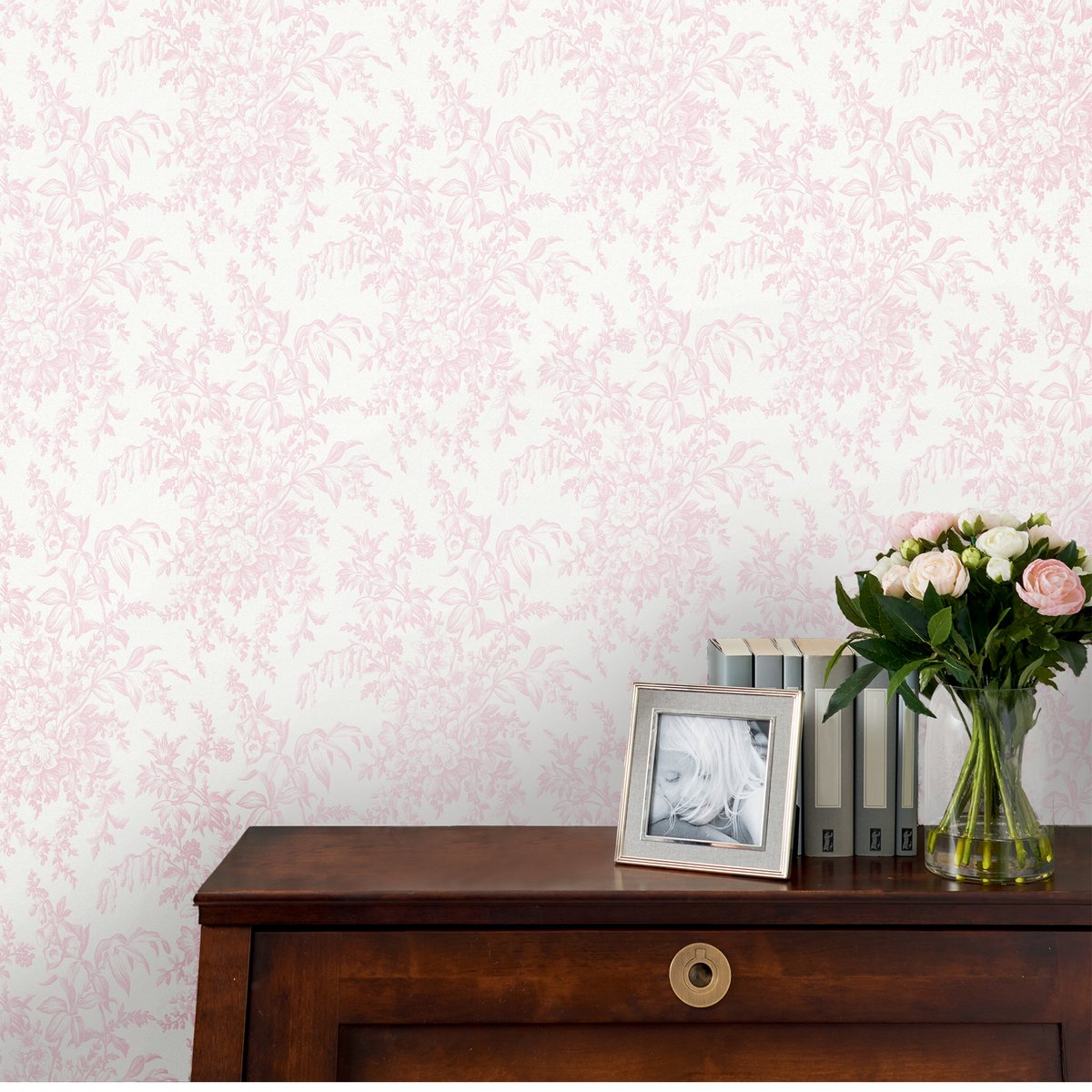 Papier peint Fleurs Picardie Pétale rose, LAURA ASHLEY