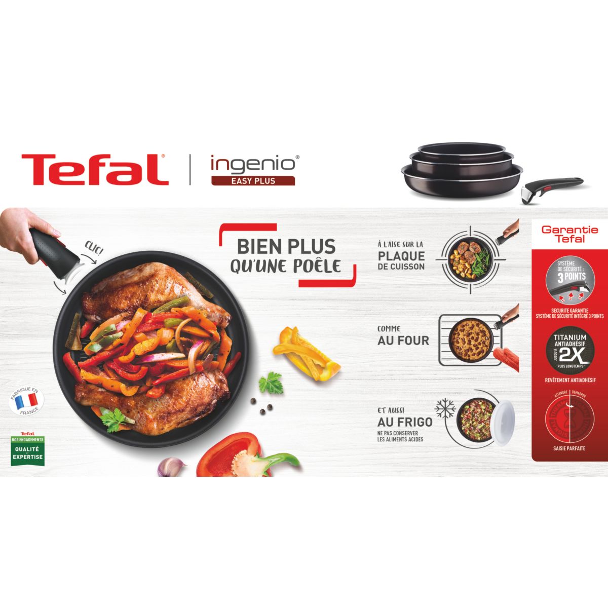 Batterie de cuisine Ingenio Easy Plus lot 2 poeles L1509202 noir, TEFAL