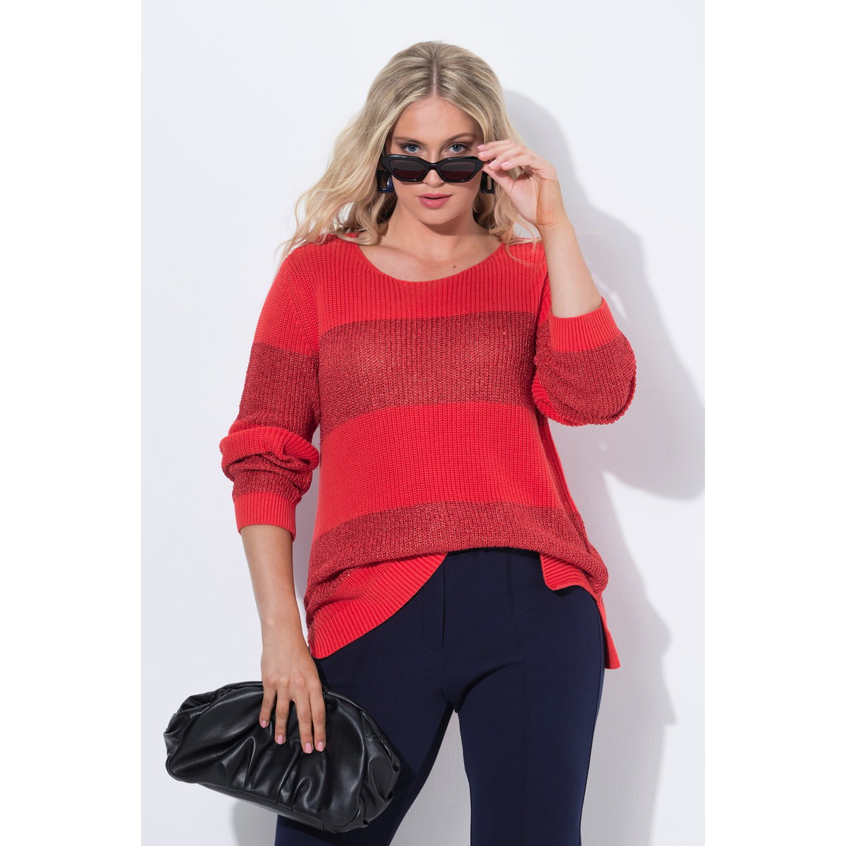 Pull à encolure bateau rouge poivron, ULLA POPKEN