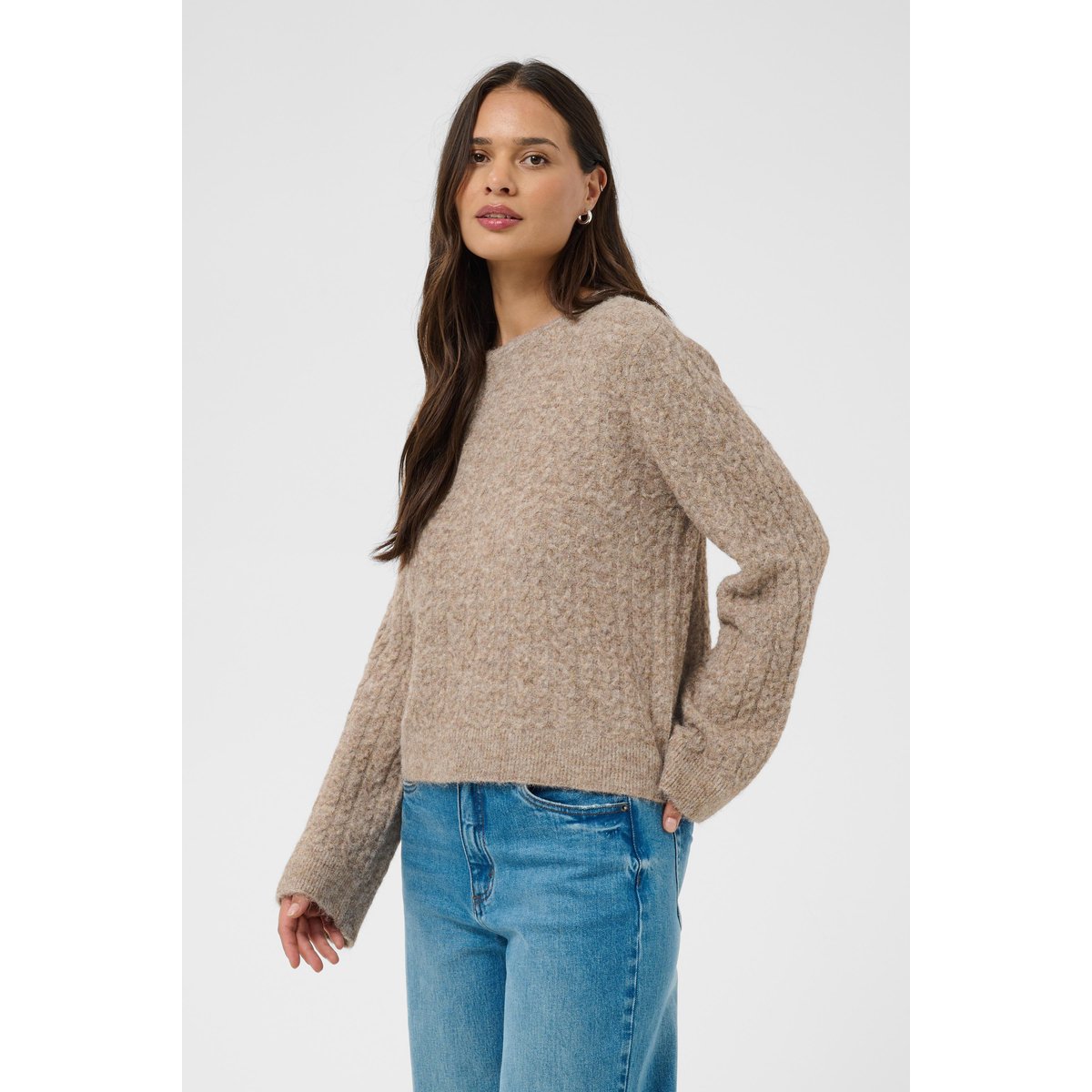 Pullover tricoté beige melange, KAFFE