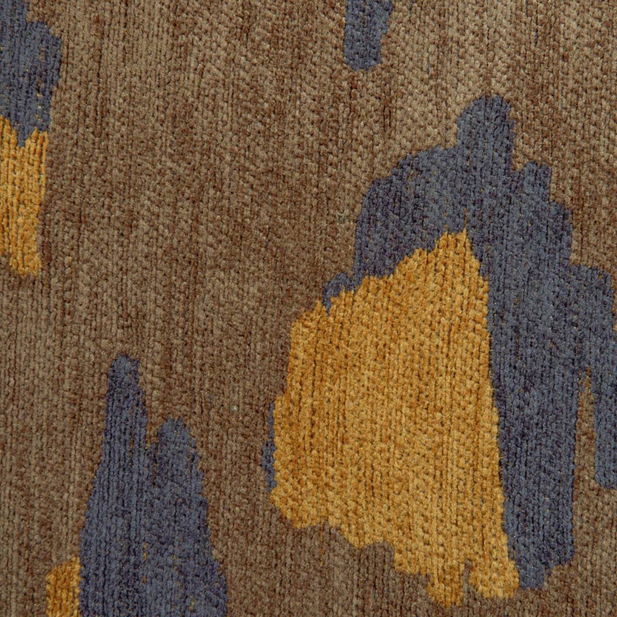 Tapis intérieur extérieur jacquard, LEO marron terreux avec touches ocre et ardoise, RECOLLECTION