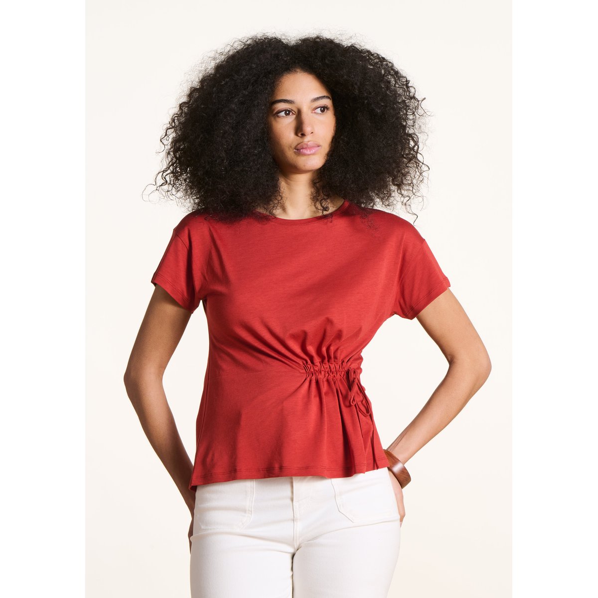 T-shirt fluide en lyocell et coton lipstick, LA FEE MARABOUTEE