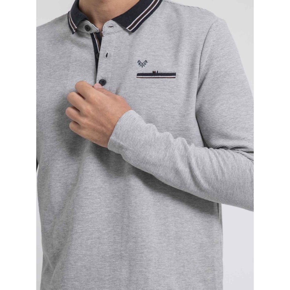 Polo Manches Longues Pur Coton Pomeduse gris, RITCHIE