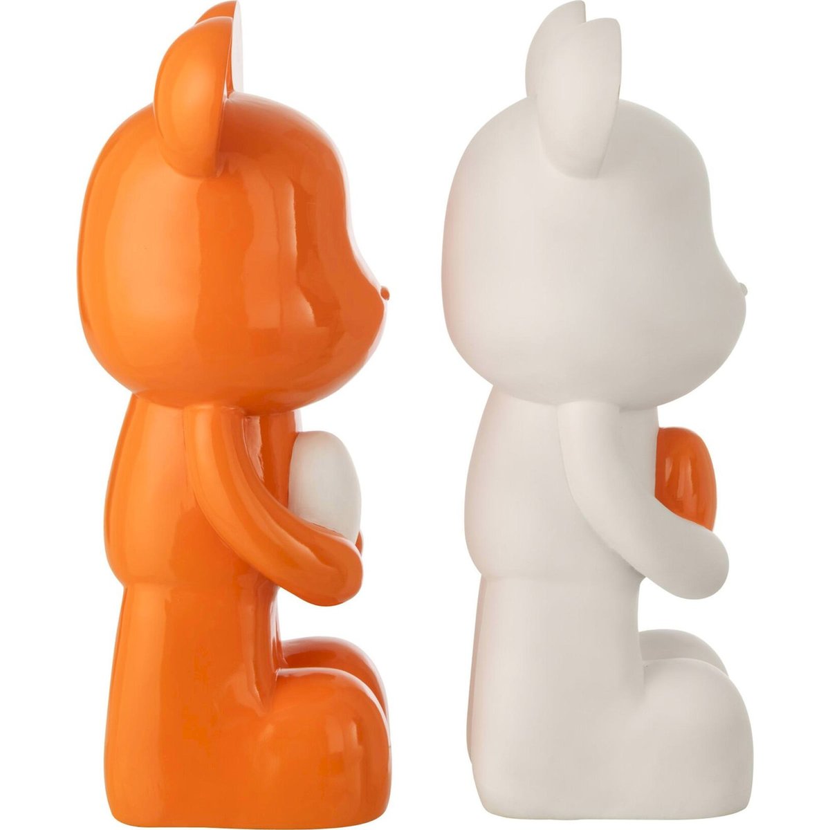 Figurines ours cœur en résine, Lot de 2 blanc et orange foncé, RECOLLECTION