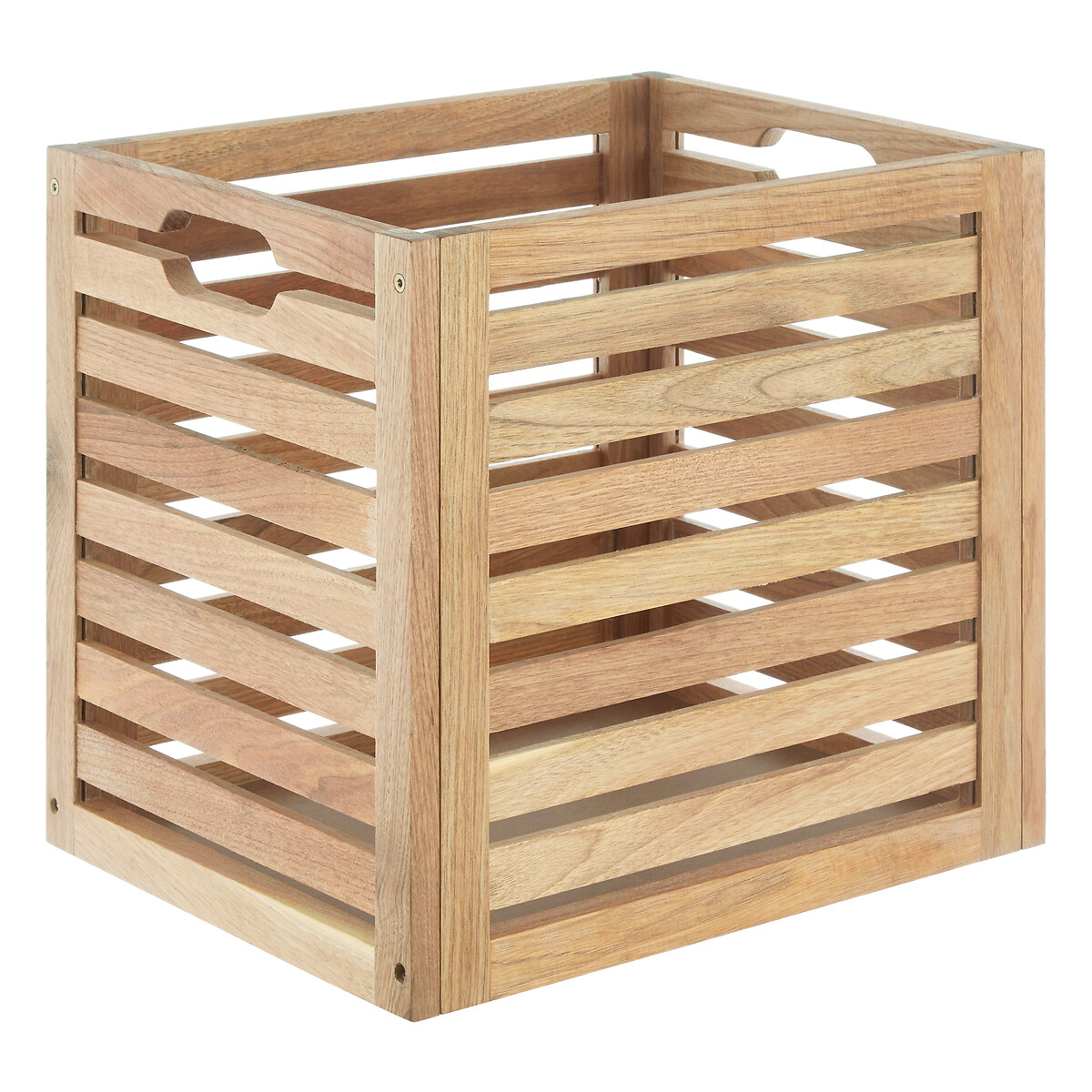 Slatted Storage Box in Walnut Wood brown , SO'HOME